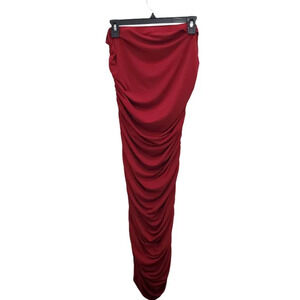 Shape FX Women's Dark Red Ruched Sides Strapless Bodycon Wiggle Tube Dress NWT L